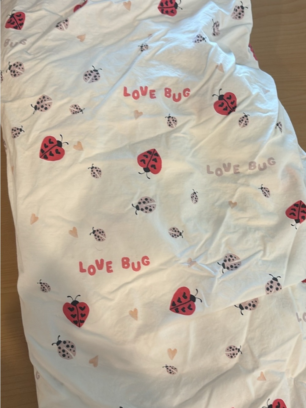 Pottery Barn Kids "Love Bug" White Sheet with Pink and Red Ladybugs